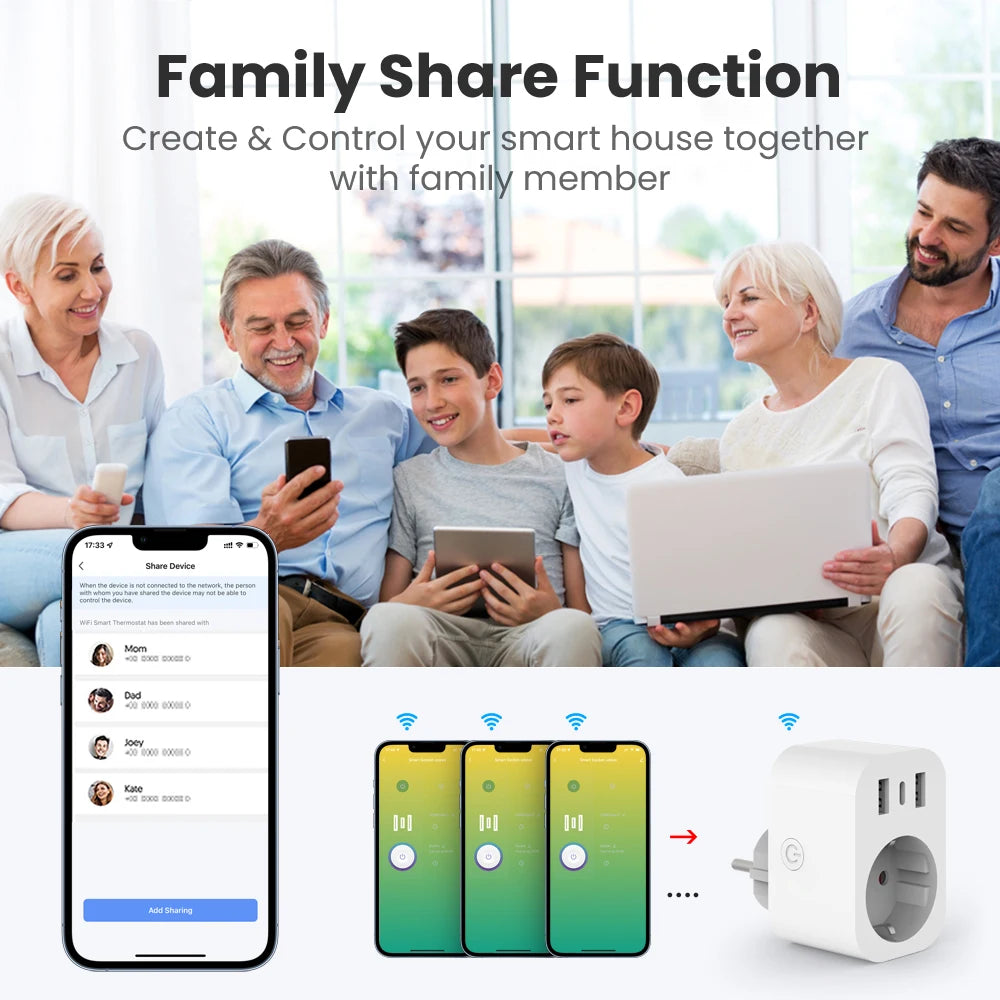 WiFi Smart Plug 16A Home Appliance Works with Alexa Google
