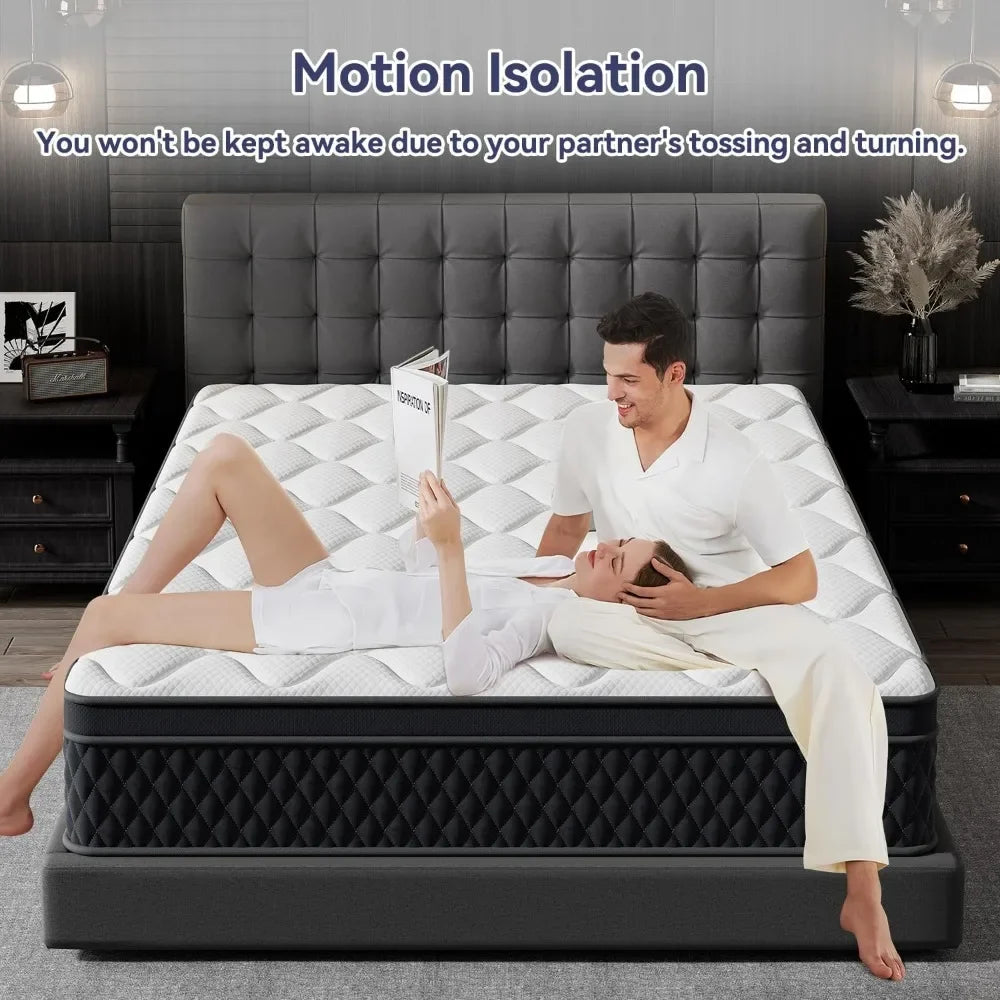 Hybrid Memory Foam Mattress in a Box, Individually Wrapped Pocket Coils Mattress for Isolate Motion