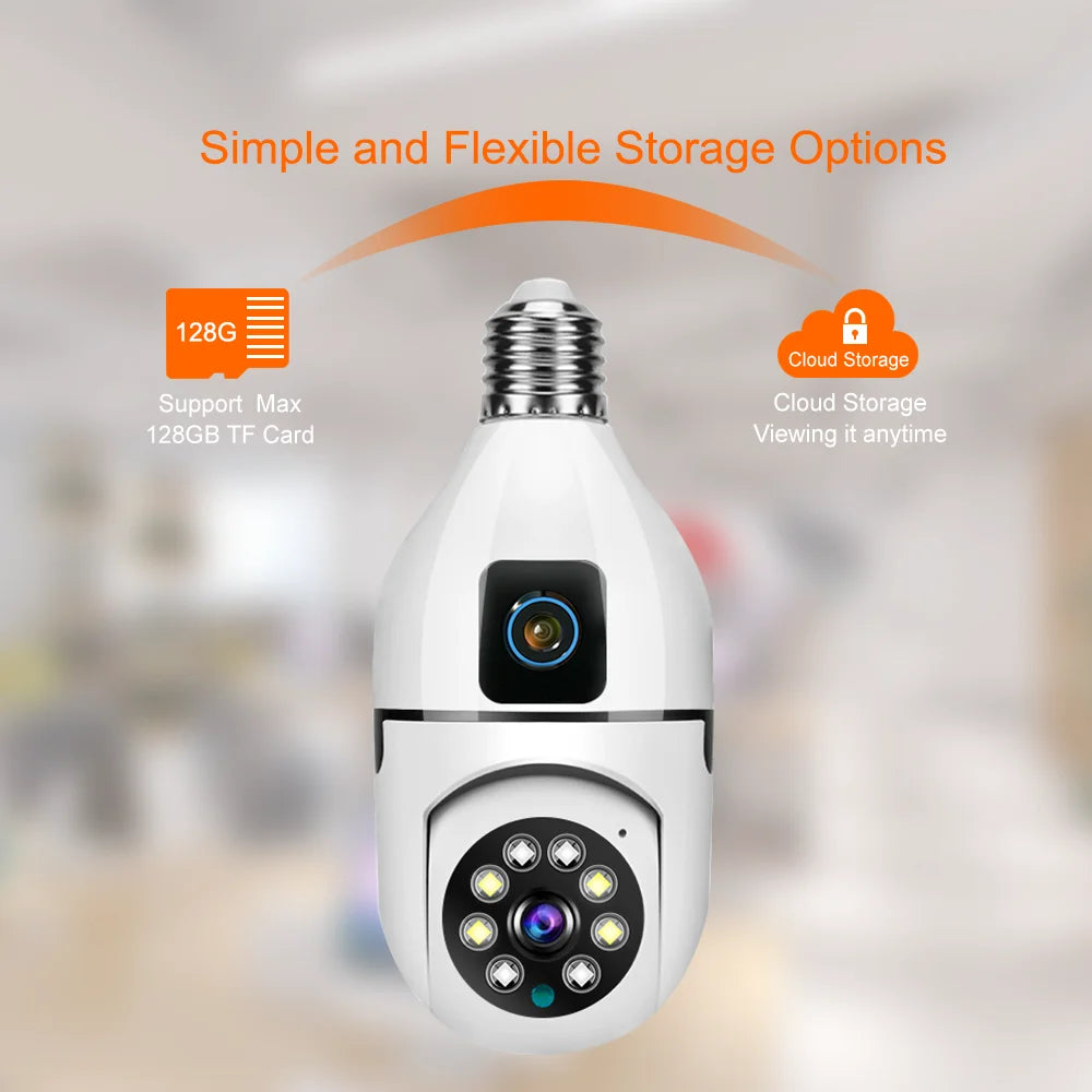 8MP E27 Bulb Surveillance WIFI Camera Human Tracking Full Color Night Vision Automatic Zoom Indoor Security Monitor Wifi Camera
