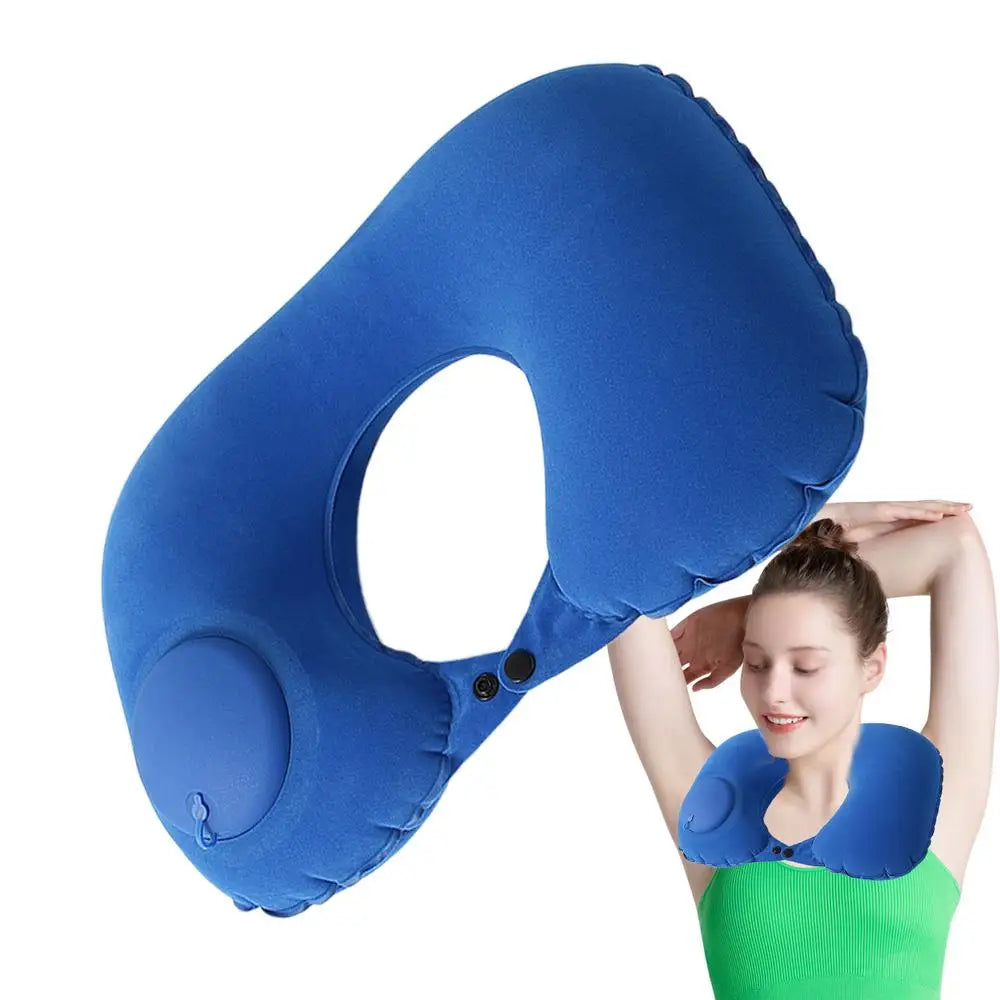 Inflatable Neck Pillow U-Shaped Neck Support Pillow Comfortable Pillow Portable Neck Protector For Travel Airplane Car