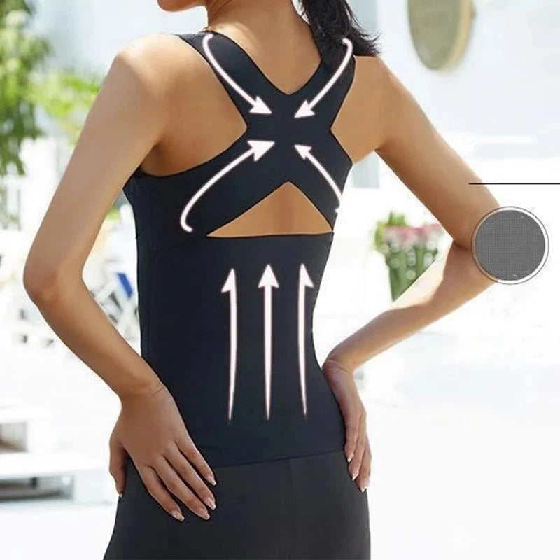 Women 3-in-1 Body Shapewear Posture Corrector Underwear Tummy Control Back Support Push Up Bra Shaper Vest Slim Tank Top Corset