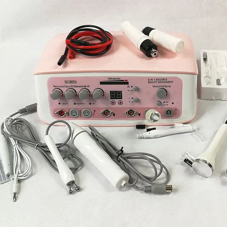 Allfond Ultrasonic Bio RF Vacuum Galvanic High Frequency Spray Multifunction Facial Machine for Beauty Skin