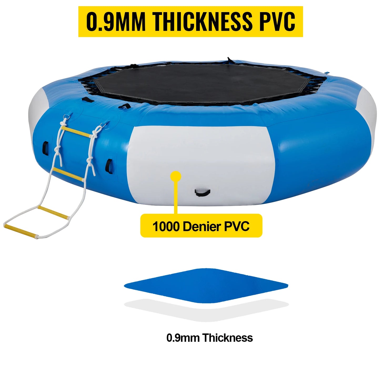 VEVOR Inflatable Water Trampoline PVC Tarpaulin Floated Bounce Platform Smooth and Waterproof Surface W/ Ladder For Pool Ocean