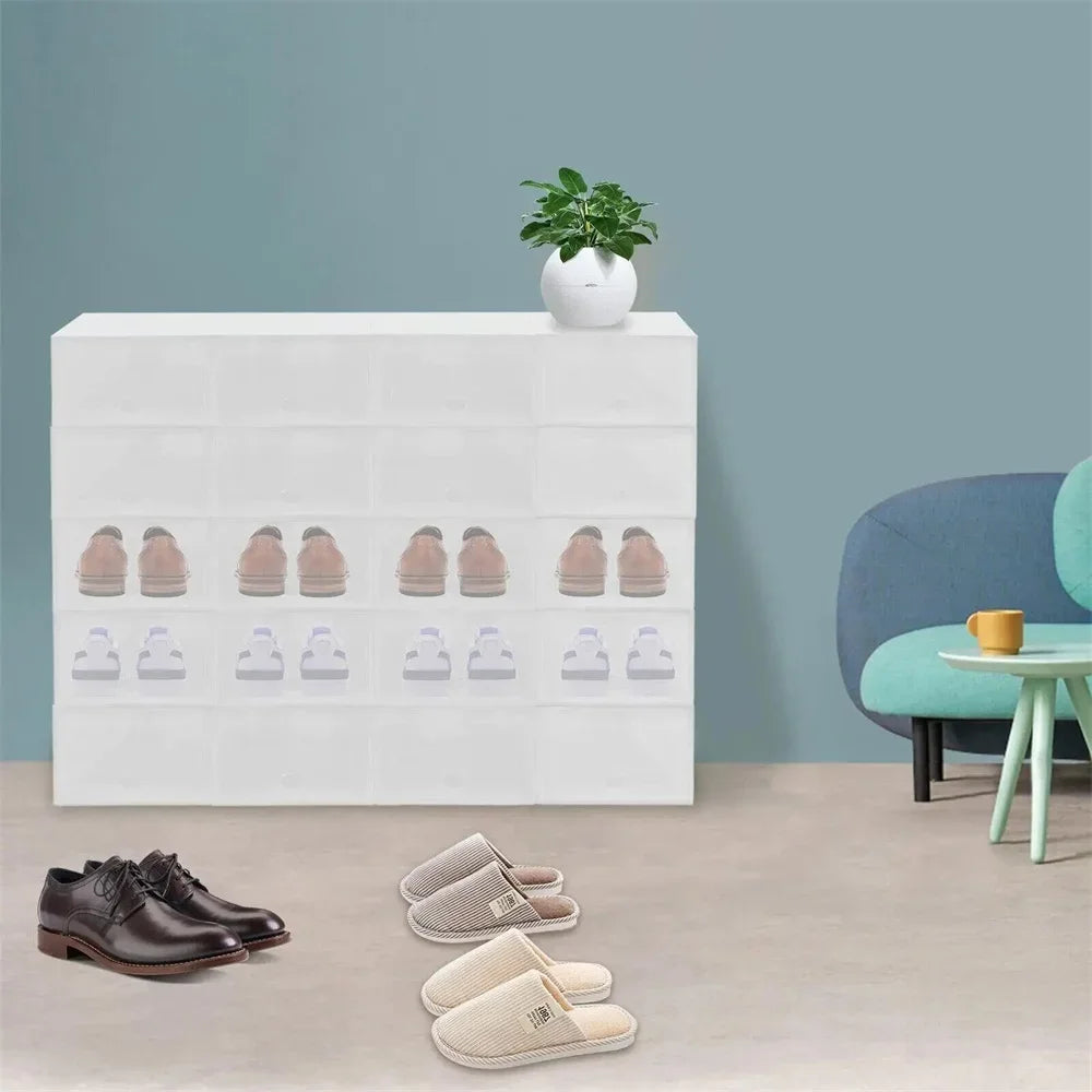 20Pc Stackable Shoe Box Clear Plastic Display Shoe Case Sneaker Organizer Durable Shoes Container Dustproof