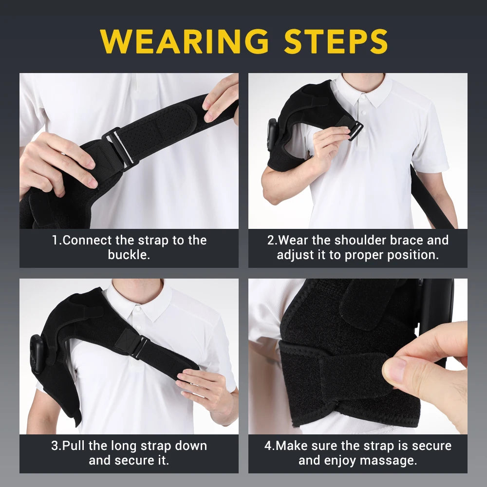 Electric Shoulder Brace 3 Gear Heated Vibration Massage Shoulder Support Massage Belt Arthritis Joint Injury Blood Circulation