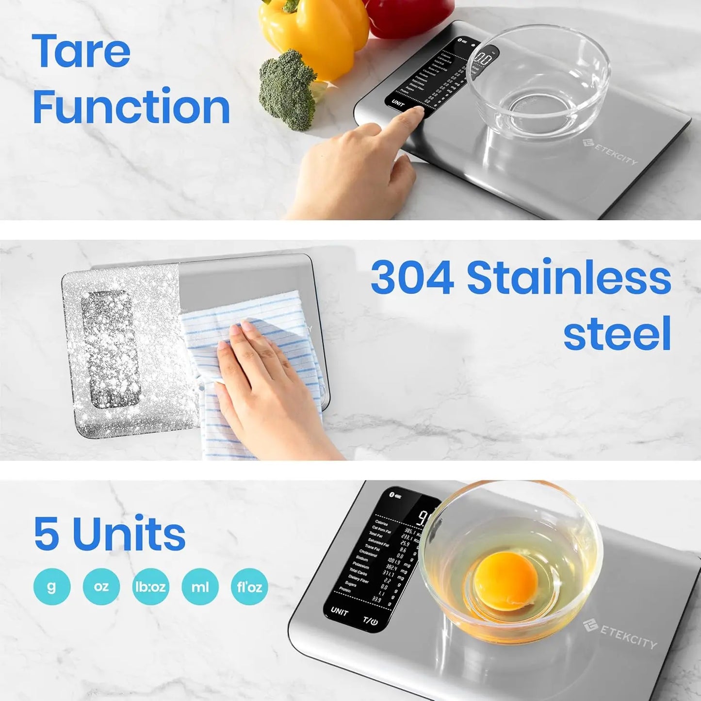Smart Food Kitchen Scale with Nutritional Calculator, Free App with 19 Nutrients Tracking, Calorie, Marco, Digital Weight Grams