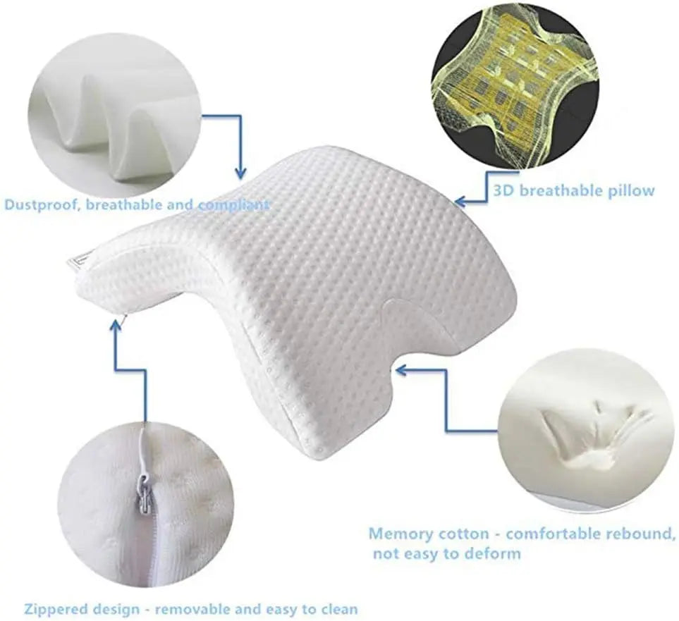 Couple Cuddle Pillow with Hand Hole Memory Foam Love Pillow for Couples Anti-Hand Numb Desk Nap Sleeping Pillow Valentine's Day