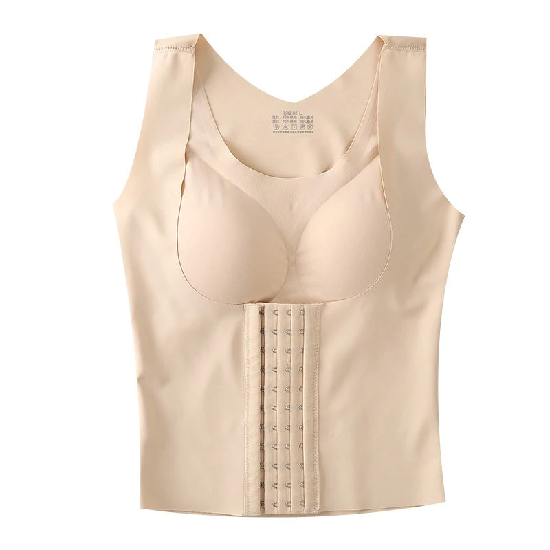 Women 3-in-1 Body Shapewear Posture Corrector Underwear Tummy Control Back Support Push Up Bra Shaper Vest Slim Tank Top Corset