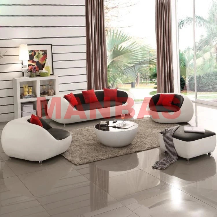 MANBAS Italian Genuine Leather Couch Top Grade Cow Leather Sofas Personality Creativity Living Room Chair Arc Modern Furniture