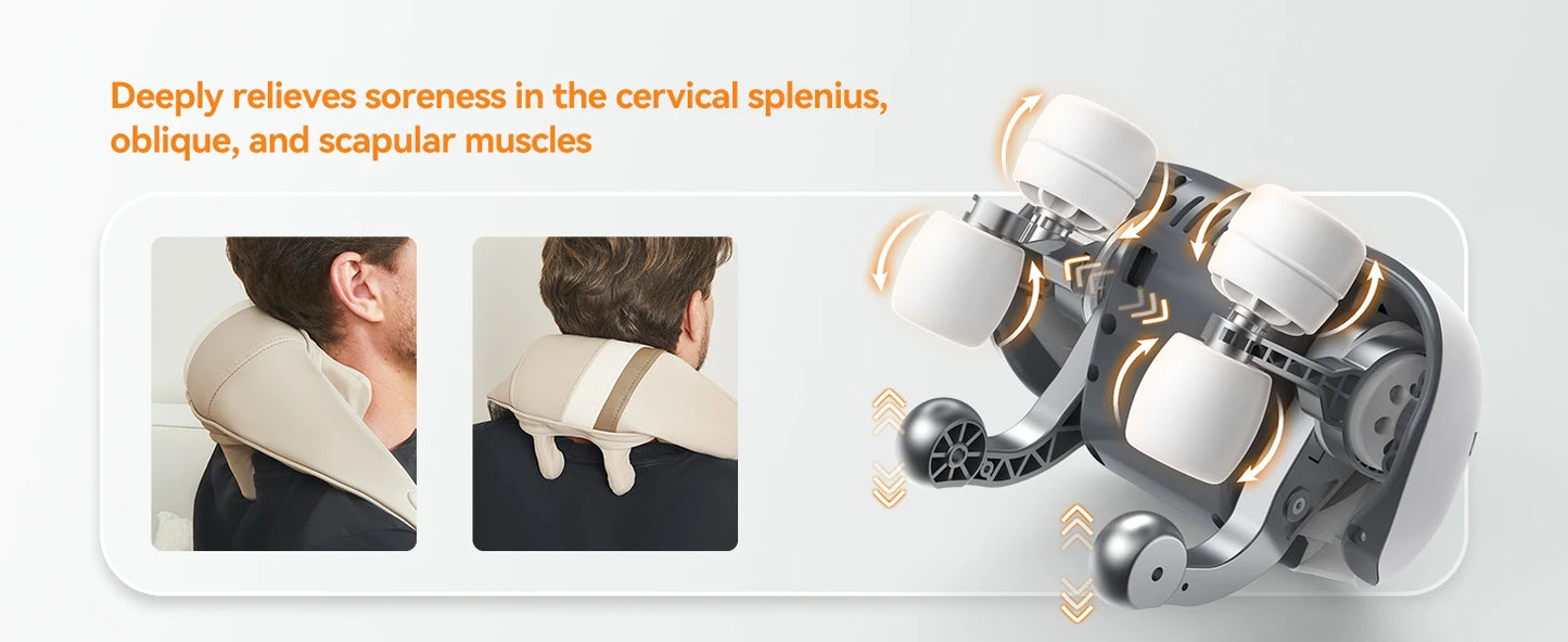 Mebak N1 Massager For Neck and Cervical Shoulder With Heating Massage Pillow for Back Legs Waist Muscle Kneading Massage Shawl