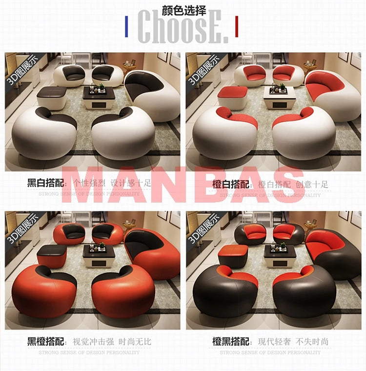 MANBAS Italian Genuine Leather Couch Top Grade Cow Leather Sofas Personality Creativity Living Room Chair Arc Modern Furniture