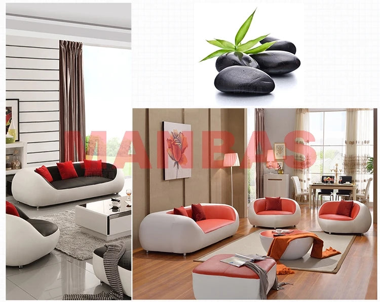 MANBAS Italian Genuine Leather Couch Top Grade Cow Leather Sofas Personality Creativity Living Room Chair Arc Modern Furniture