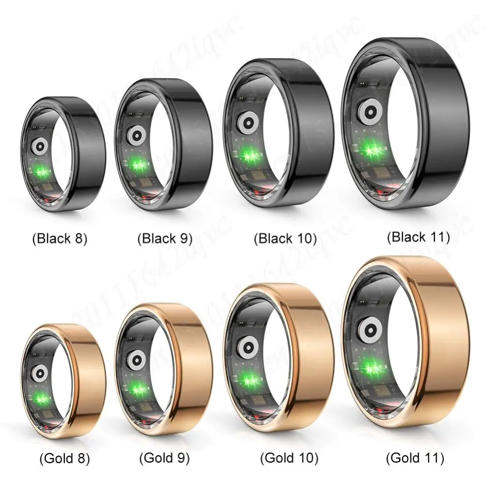 R02 Smart Ring Sleep Monitor Bluetooth5.0 Blood Oxygen Tracker Fitness Tracker Ring IP68 & 5ATM Waterproof Multi-sport Modes