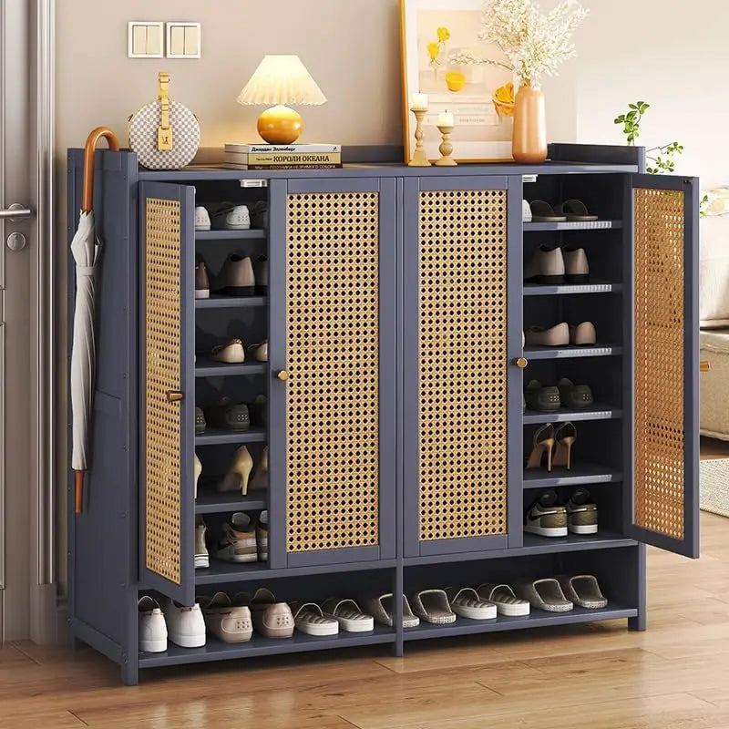 Shoe Rack Organizer, 8-Tier Shoes Cabinet with Doors, 36-40 Pairs Freestanding Shoes Rack, Shoe Storage Cabinet for Entryway