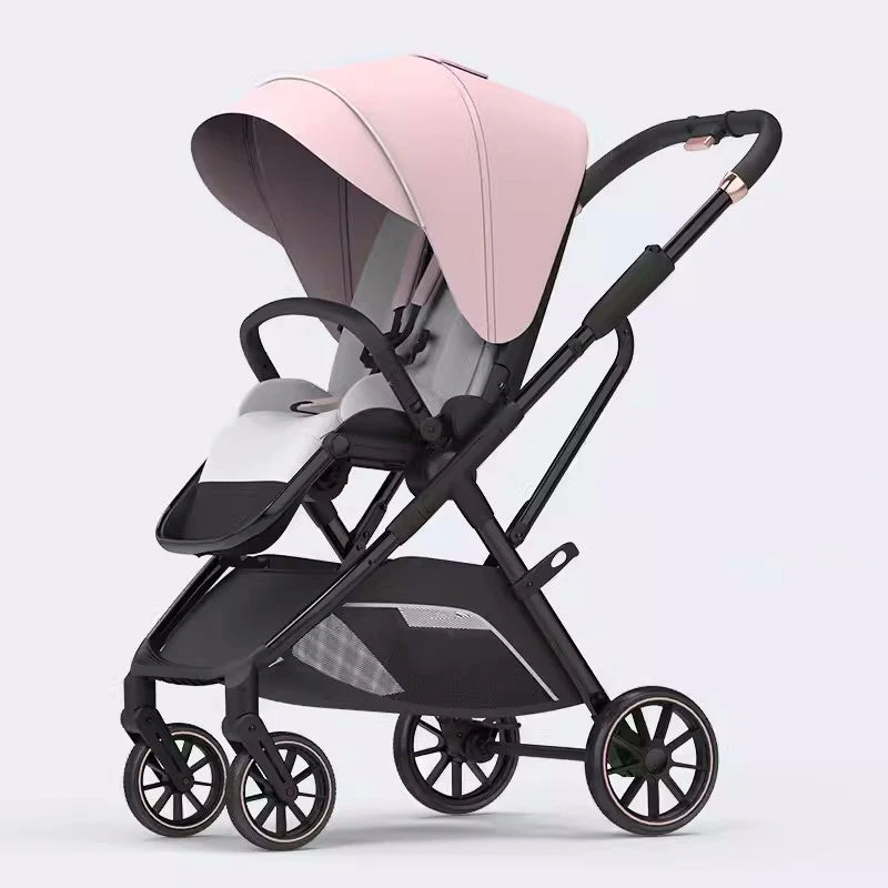 High View Baby Stroller Ergonomics Seat Bassinet for Newborn Portable Baby Pram One Hand to Recline Basket Pushchair