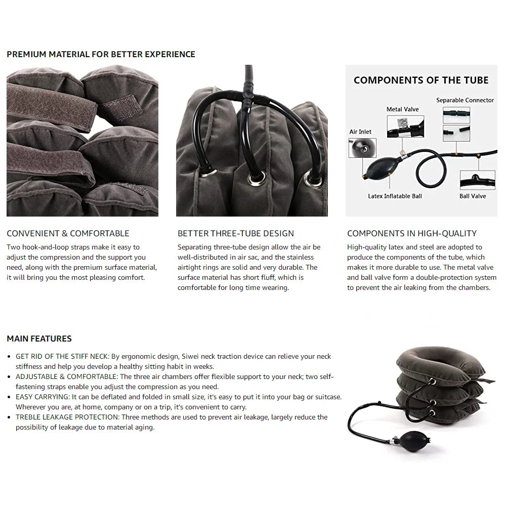 Cervical Neck Traction Device,Relief for Chronic Neck & Shoulder Alignment Pain,Inflatable Neck Stretcher