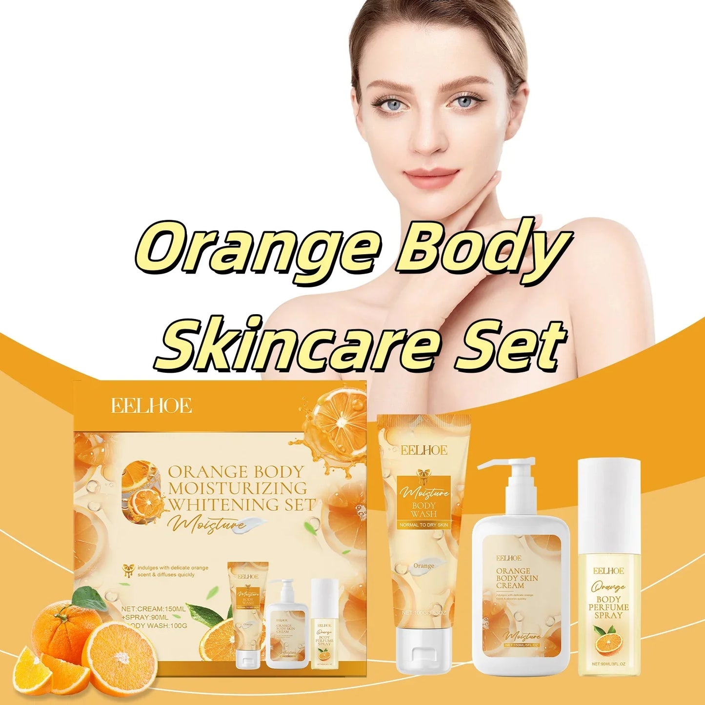 Orange Body Fragrance Gift Box Niacinamide Whitening Skincare Set Deep Nourishing Moisturizing And Brightening Body Care Product
