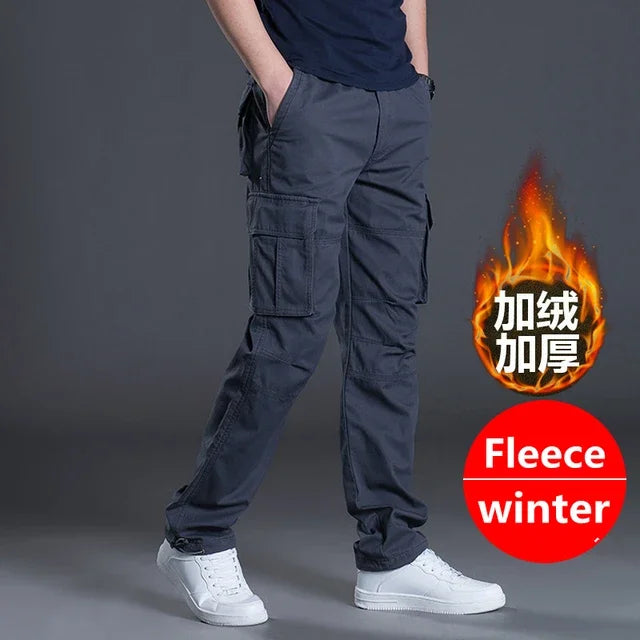 Men's Cargo Pants Large Size Tactical Military Outwear Straight Winter Trousers