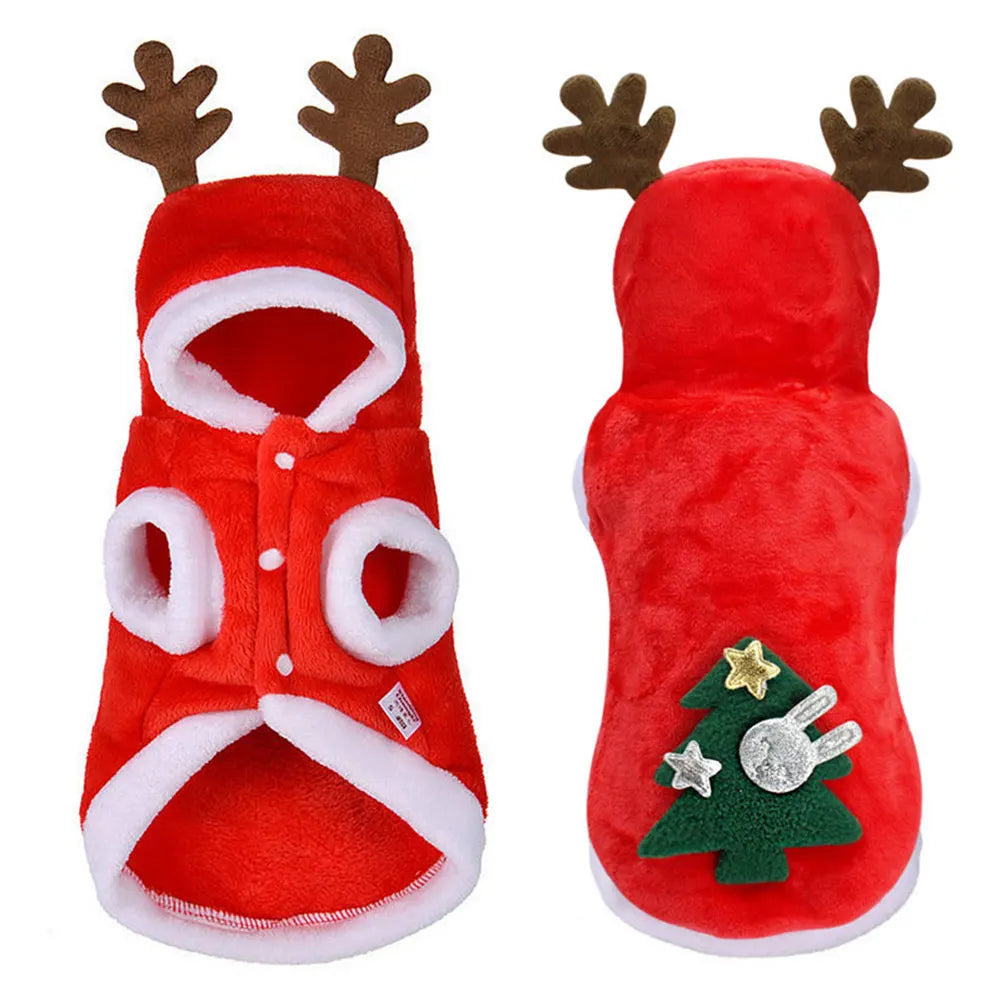 Christmas Pet Clothes Elk Pet Dog Cold Weather Coats Winter Warm Dog Christmas Clothes for Small Dogs Puppy