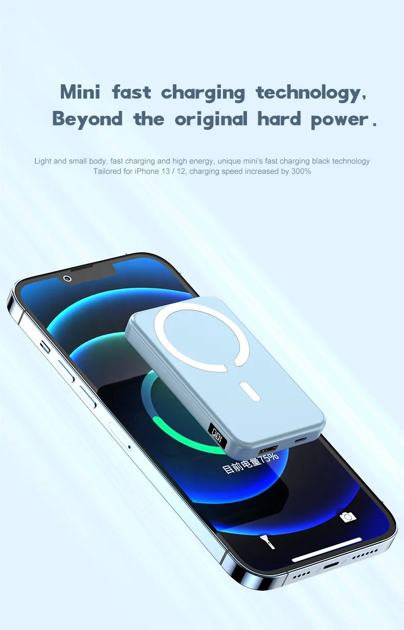 Wireless Magnetic 10000mAh Power Bank With Foldable Stand Portable 5000mAh External Auxiliary Battery For Magsafe iPhone Samsung