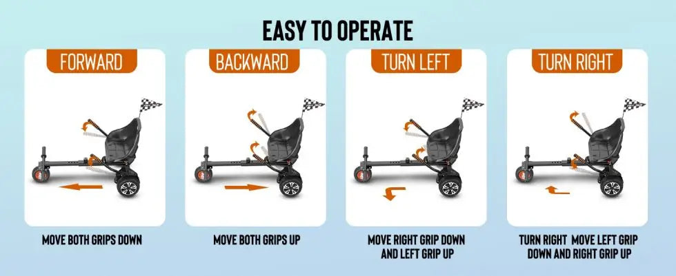 Gyroor Hoverboard Seat Attachment, hoverboard go with Adjustable Frame Length Compatible with 6.5'' 8'' 10'' Hoverboard