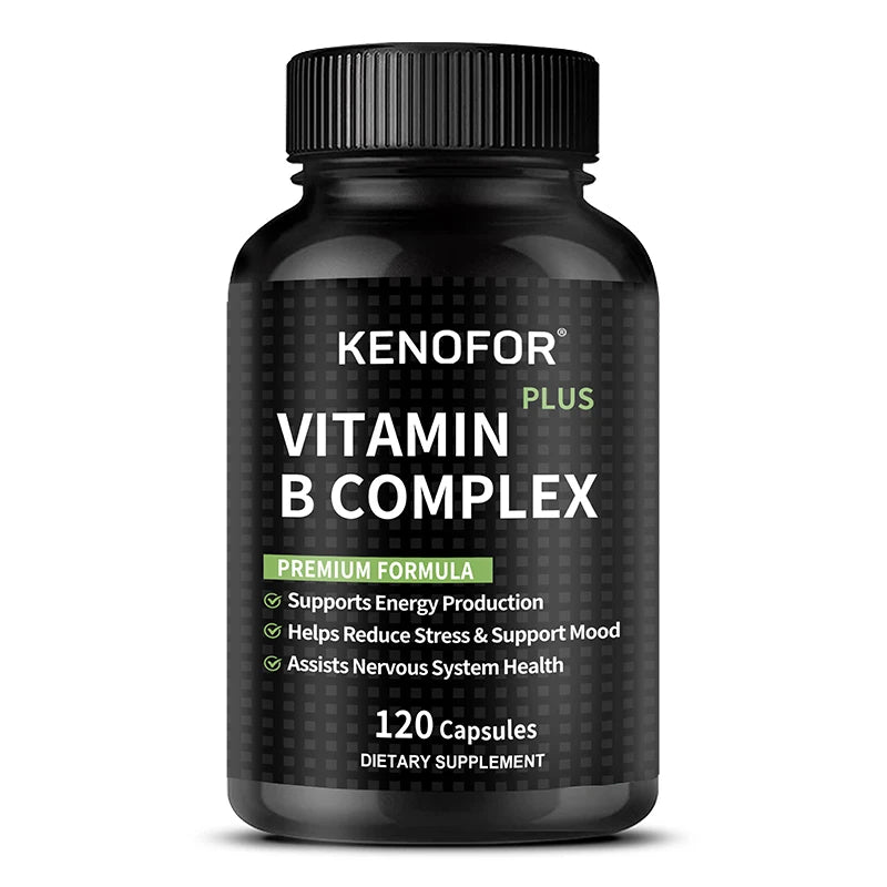 High Strength Vitamin B Complex - 120 Veggie Capsules - Helps with Stress, Mood, Energy, Promotes Nervous System Health
