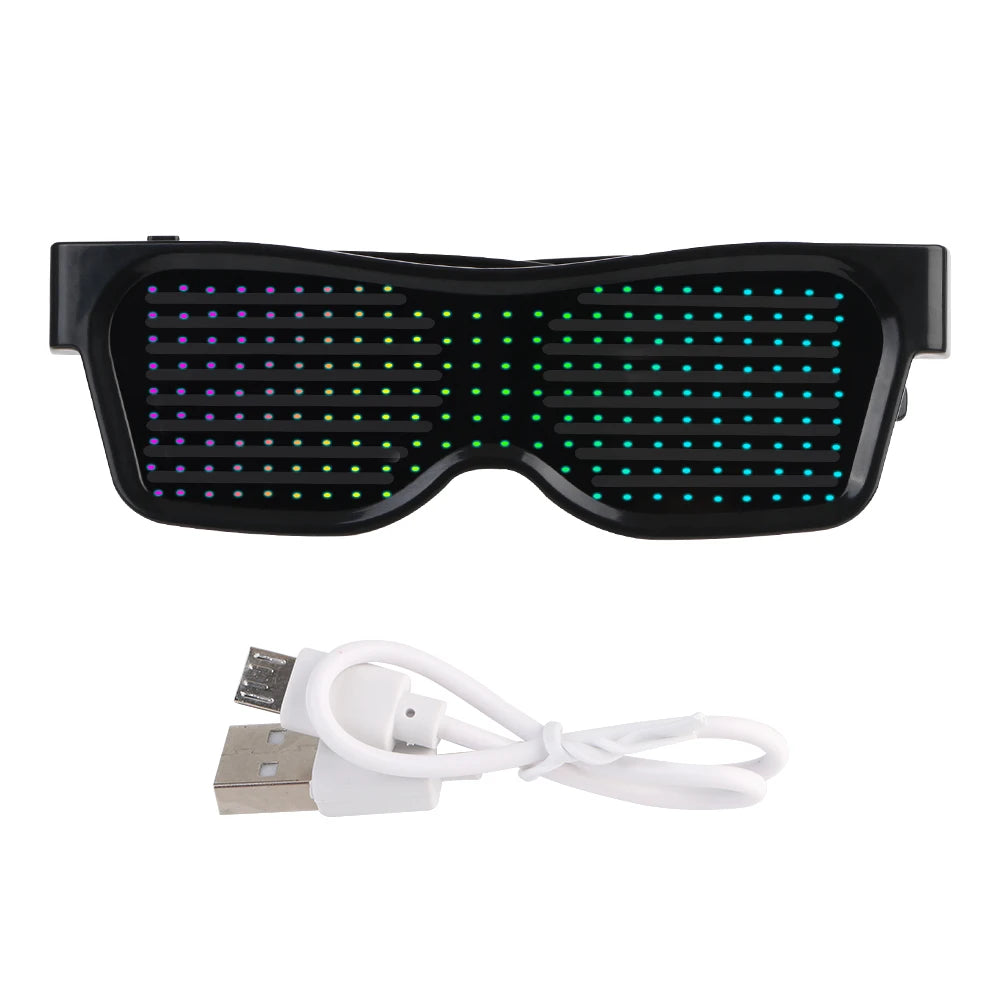 Portable DIY USB Futuristic Eyewear Prop For Party Bar Festival Performance LED Electronic Luminous Glasses APP Bluetooth