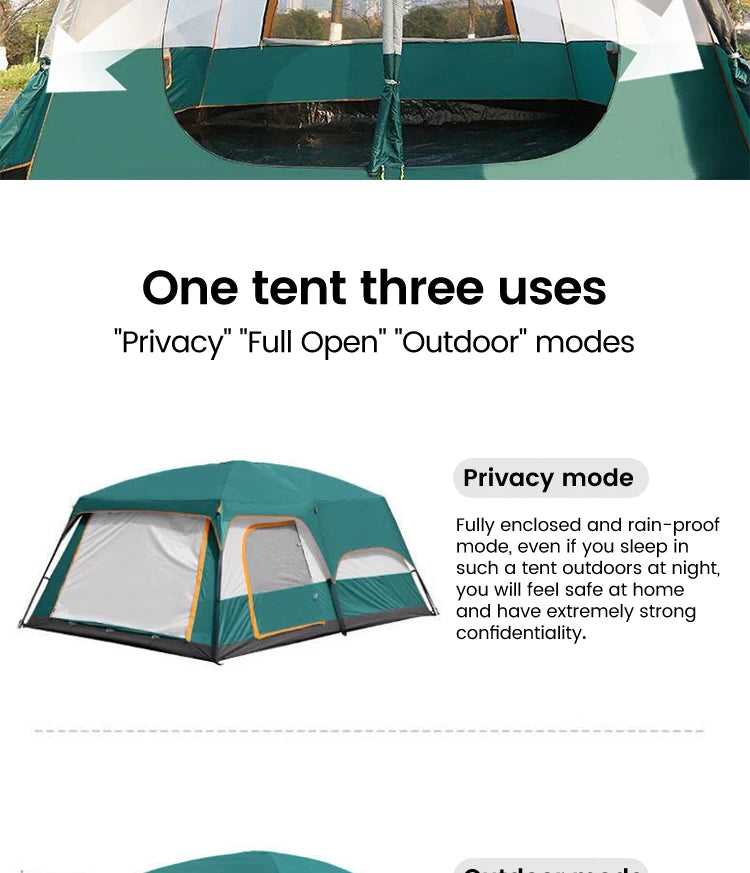 Hiking Tent 3-12 Person Rainproof