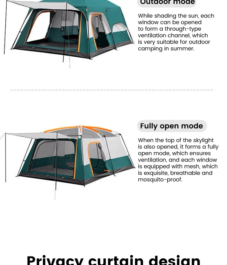 Hiking Tent 3-12 Person Rainproof