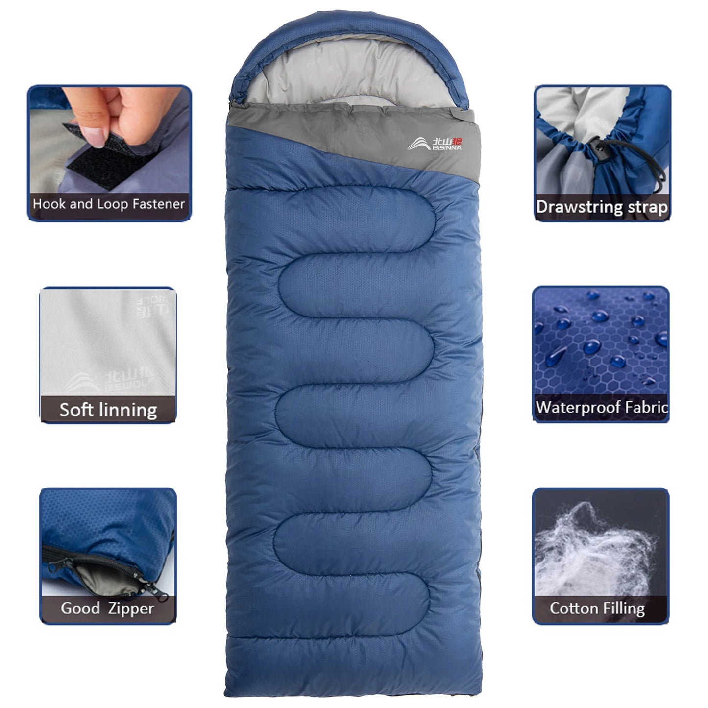 BISINNA Camping Sleeping Bag Ultralight Waterproof Warm Envelope Backpacking Sleeping Bags for Outdoor Traveling Hiking