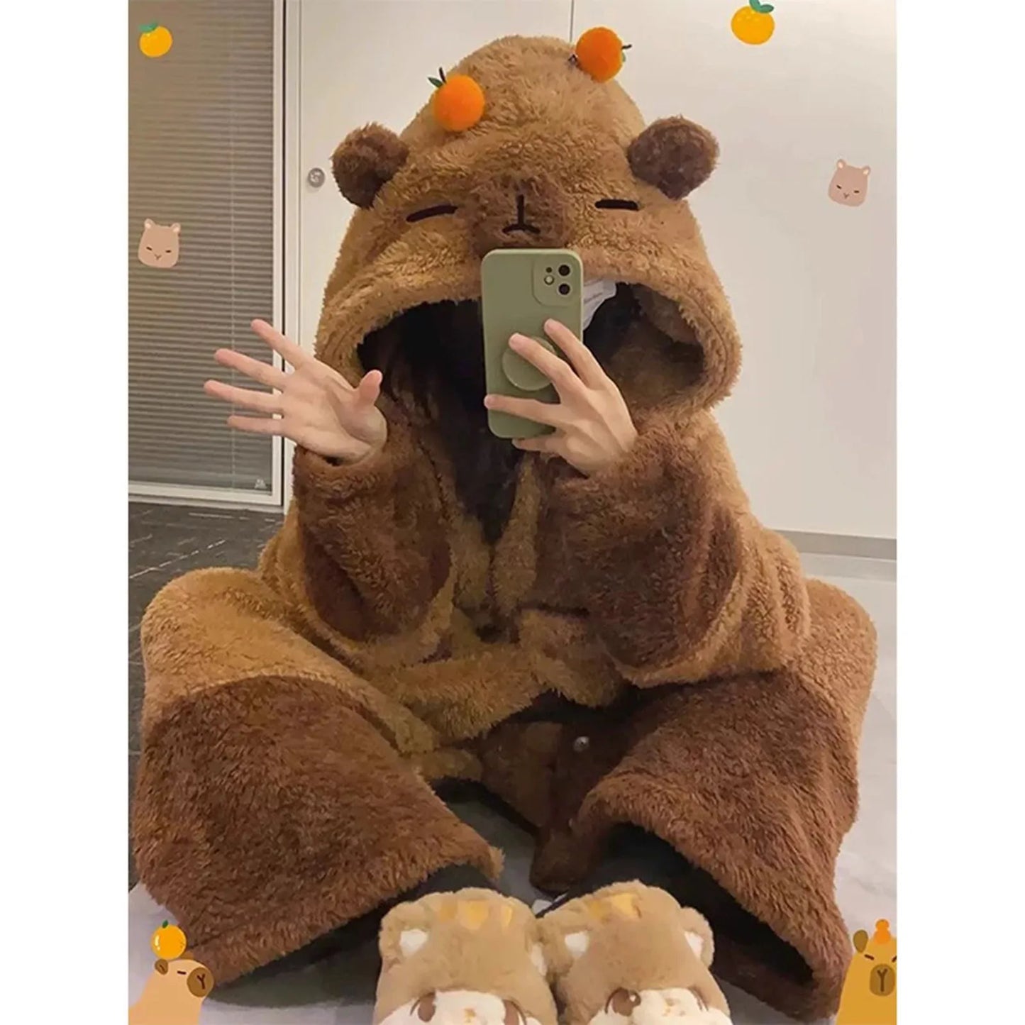 Winter Warm Women's Cute Bear Onesie Nightgown Long Sleeve Coral Velvet Hooded Jumpsuit One-Piece Pajamas Women Party Loungewear