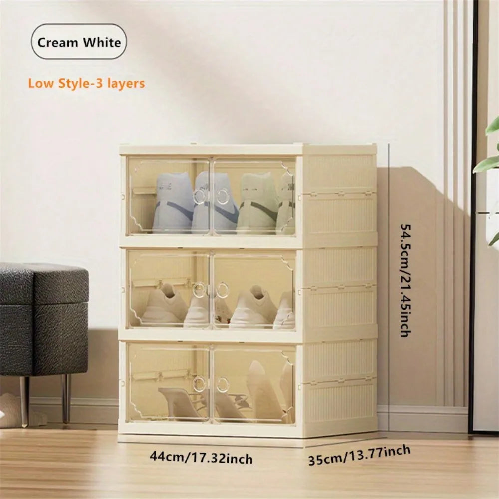 Portable Folding Shoe Rack Shoe Organizer Storage Box With MaClear Door For Closet Entryway Storage Containers Binsgnetic