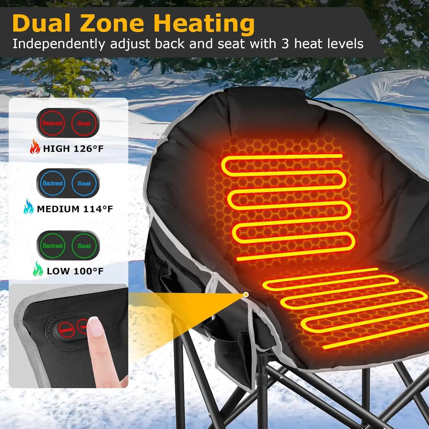 Oversized Chair with Dual Heating 3 level Zones