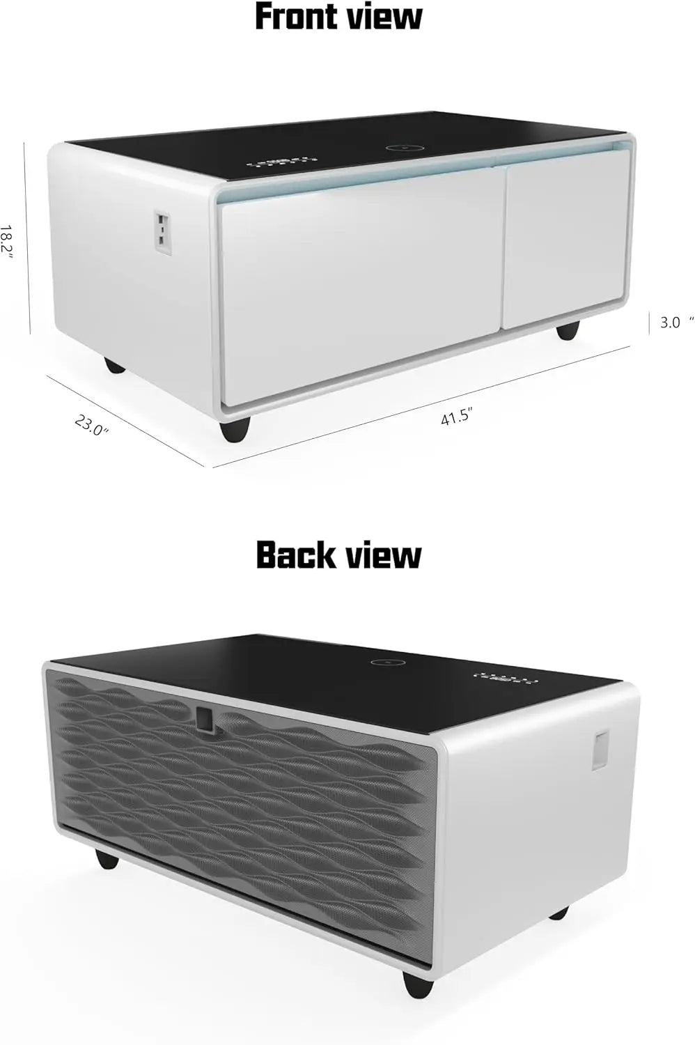 Smart Coffee Table, 23" D x 41.5" W x 18.1" H, Living Room Table with Built in Fridge and Speakers, Smart Table