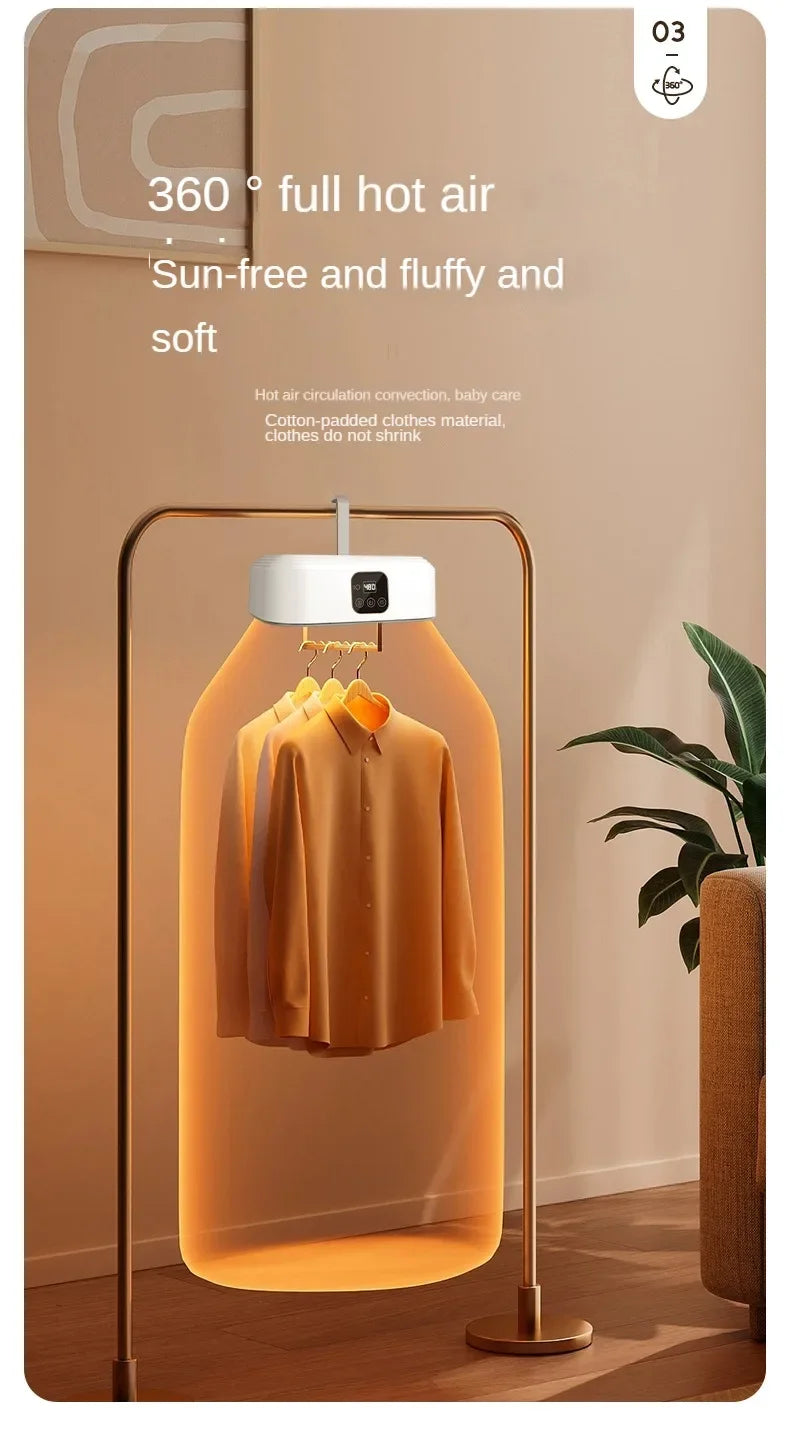 Folded Electric Clothes Dryer Remote Control Multifunctional Dryer Machine Portable Travel Warm Laundry Dryer with Timing Home