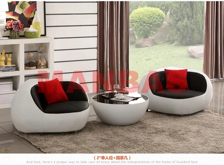MANBAS Italian Genuine Leather Couch Top Grade Cow Leather Sofas Personality Creativity Living Room Chair Arc Modern Furniture