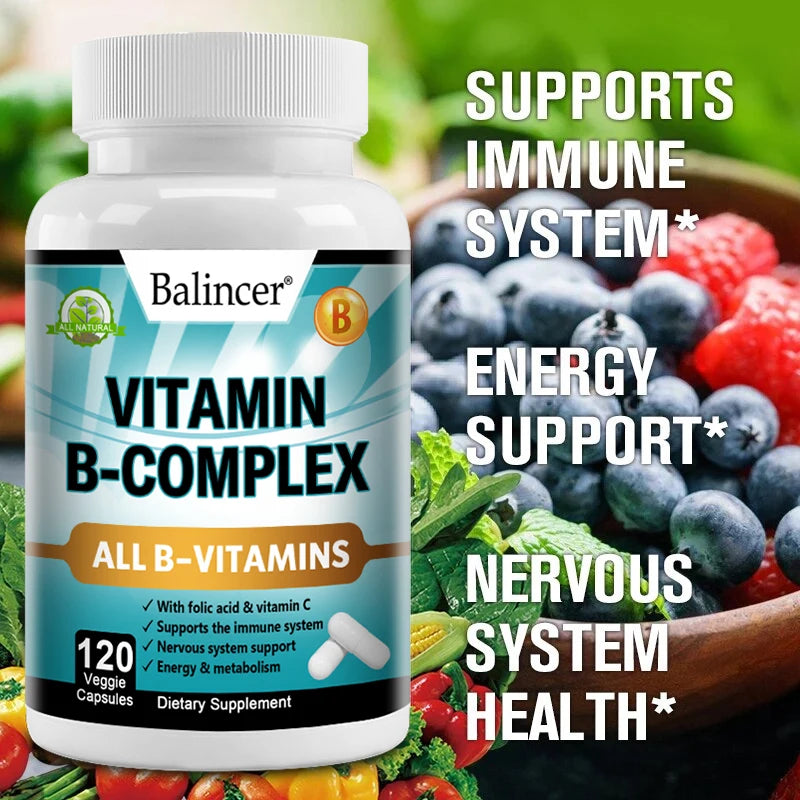 Vitamin B Complex - Supplement to support immune system, nerve health, energy and metabolism, mood support