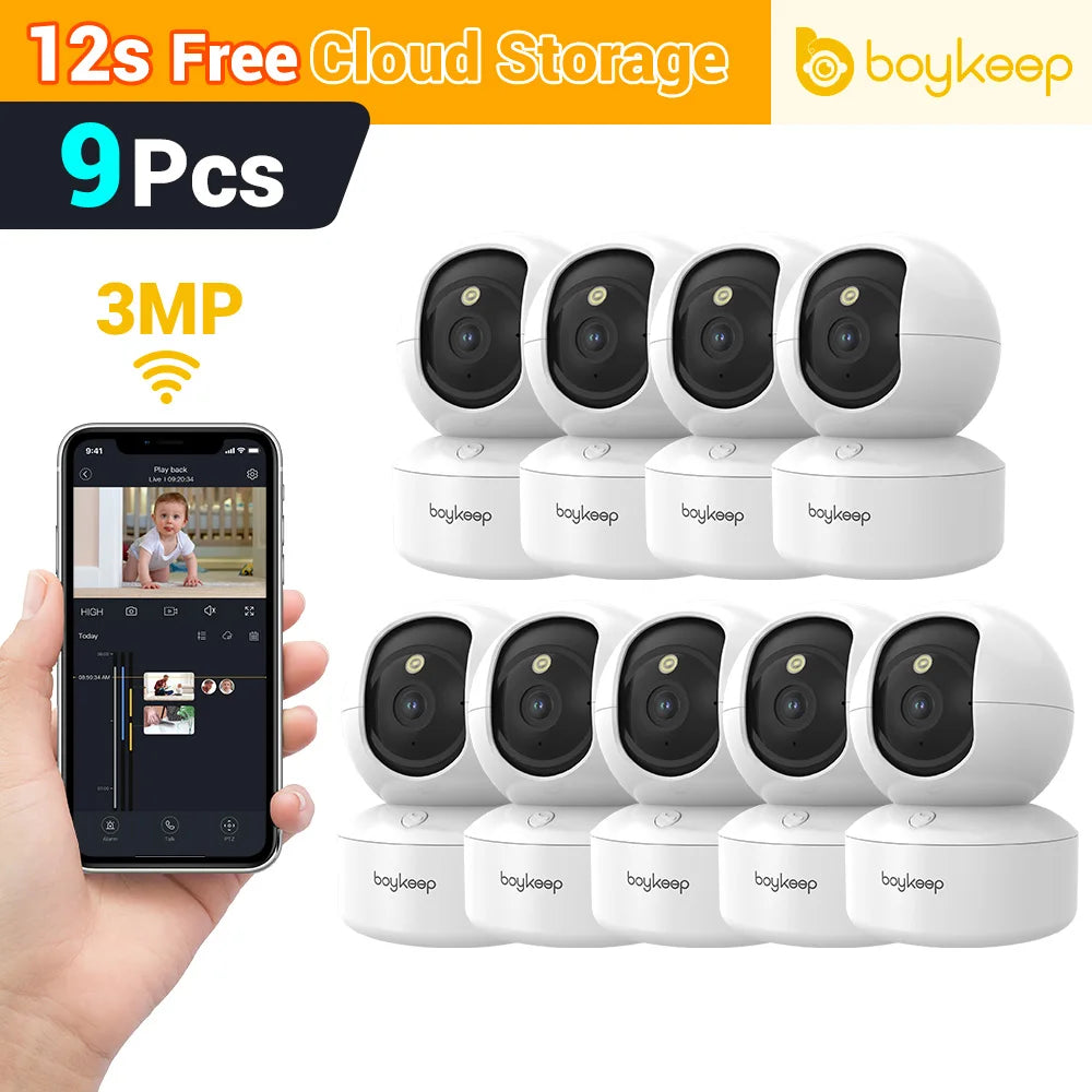 BoyKeep 3MP WiFi IP Camera Smart Baby Monitor Home Security 5G WiFi Indoor IP Automatic Tracking 24/7 Video Surveillance