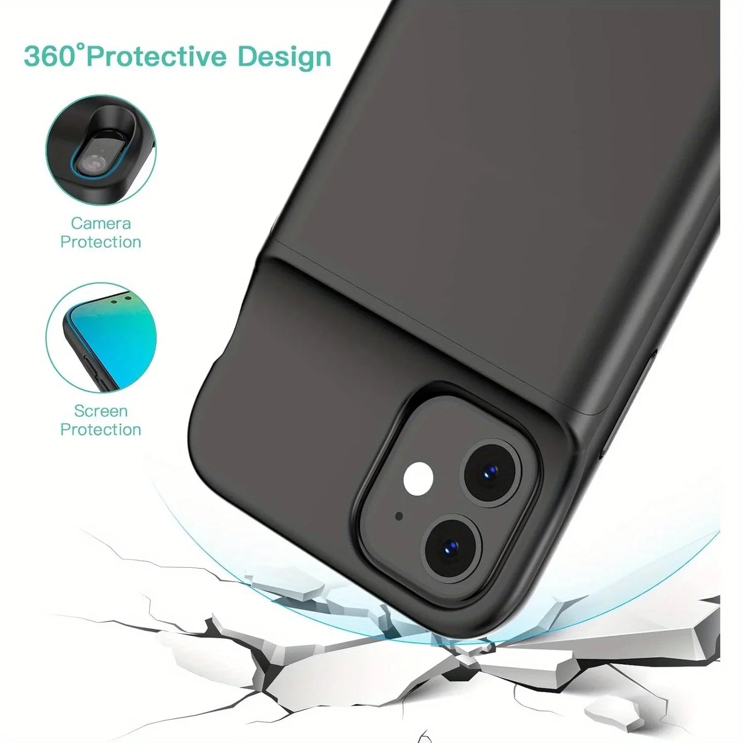 Battery Case for iPhone 12/iPhone 12 Pro 6.1 inch, Upgraded Slim 6800mAh Portable Charging Case Rechargeable Power Bank