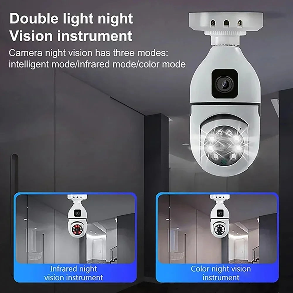8MP E27 Bulb Surveillance WIFI Camera Human Tracking Full Color Night Vision Automatic Zoom Indoor Security Monitor Wifi Camera