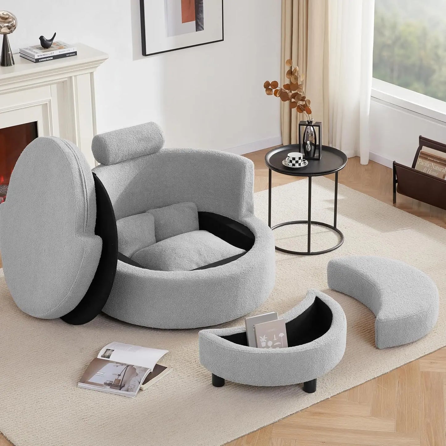 Rotatable Oversized Chair with Storage