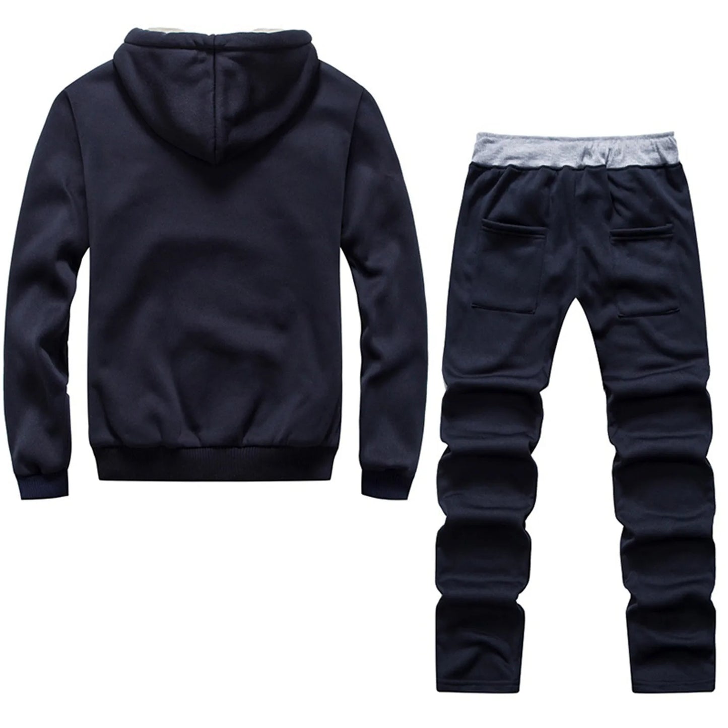 Men's Thicken Warm Tracksuit  2 Piece Set Autumn Winter Fashion Casual Long Sleeve Plush Hoodies Sweatpant Gym Sweatsuit Street