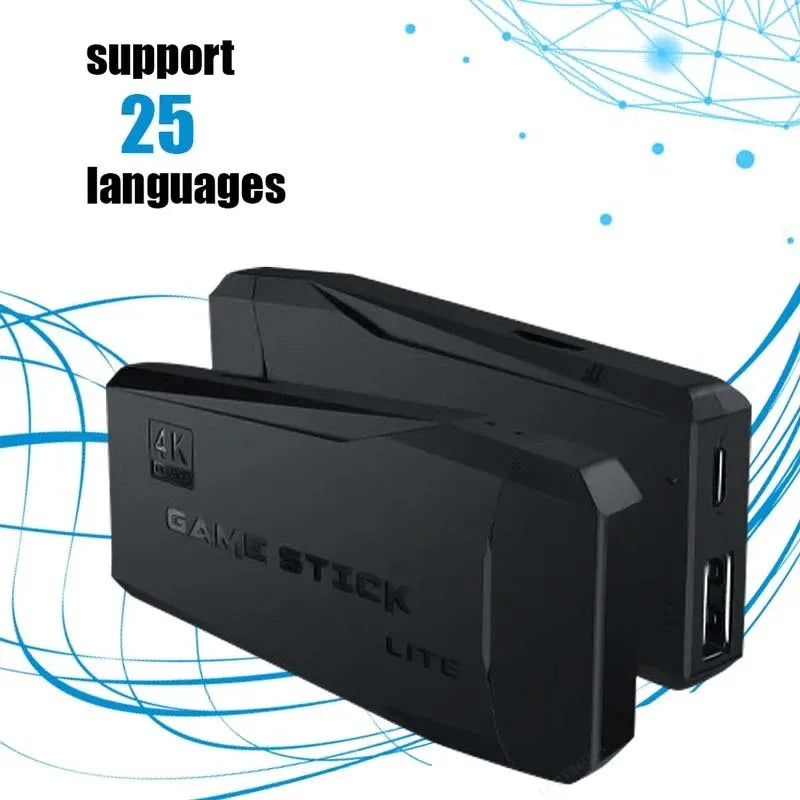 Video Game Console Built-in 20000 Games Wireless Controller TV Game Stick 4K HD 25 Languages