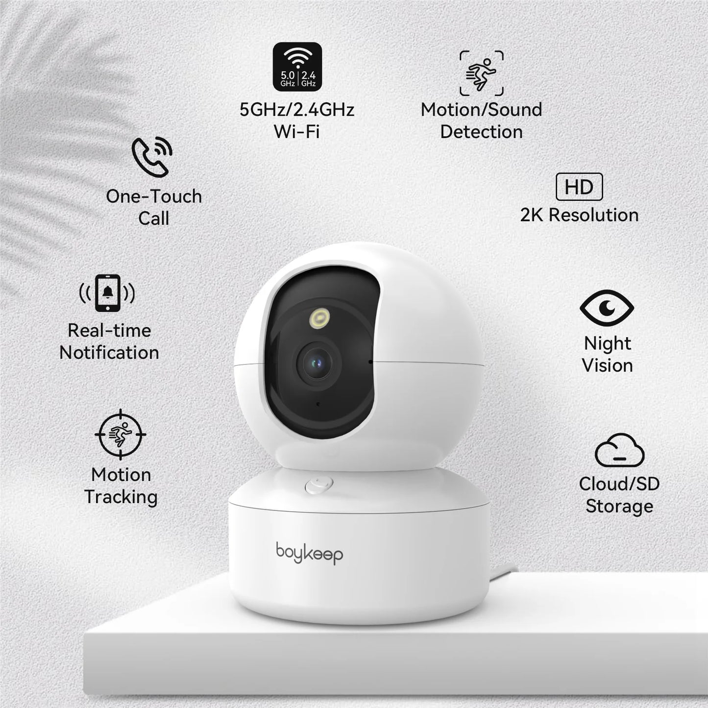 BoyKeep 3MP WiFi IP Camera Smart Baby Monitor Home Security 5G WiFi Indoor IP Automatic Tracking 24/7 Video Surveillance