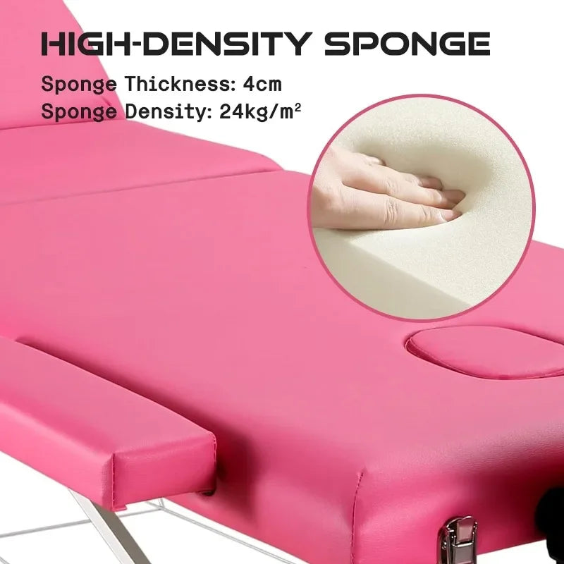 Portable Massage Table Upgraded 2" Thick Sponge, Height Adjustable Aluminum Massage Bed
