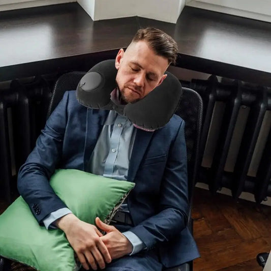 Inflatable Neck Pillow U-Shaped Neck Support Pillow Comfortable Pillow Portable Neck Protector For Travel Airplane Car