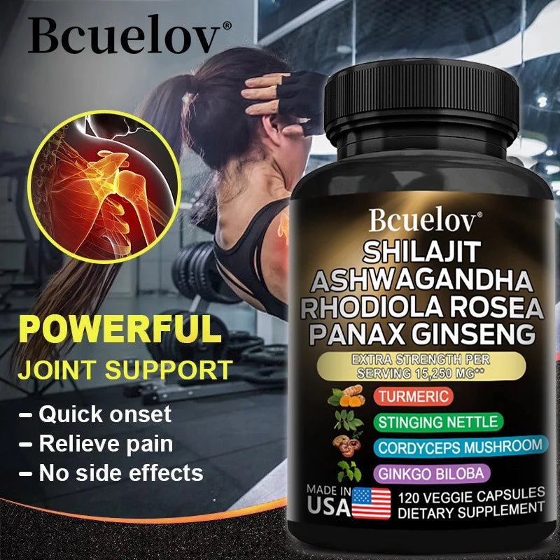 Shilajit Resin Himalaya Capsules - 15250 mg - Combination of Ashwagandha, Ginseng, Cordyceps, Ginkgo, Turmeric
