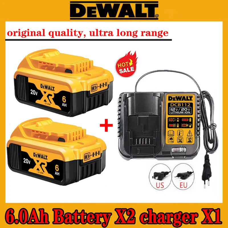 High Rate 100% Genuine Dewalt 20V Battery, 2AH 5AH 6AH Rechargeable Lithium Ion Battery, Dewalt DCB200 Power Tool Battery