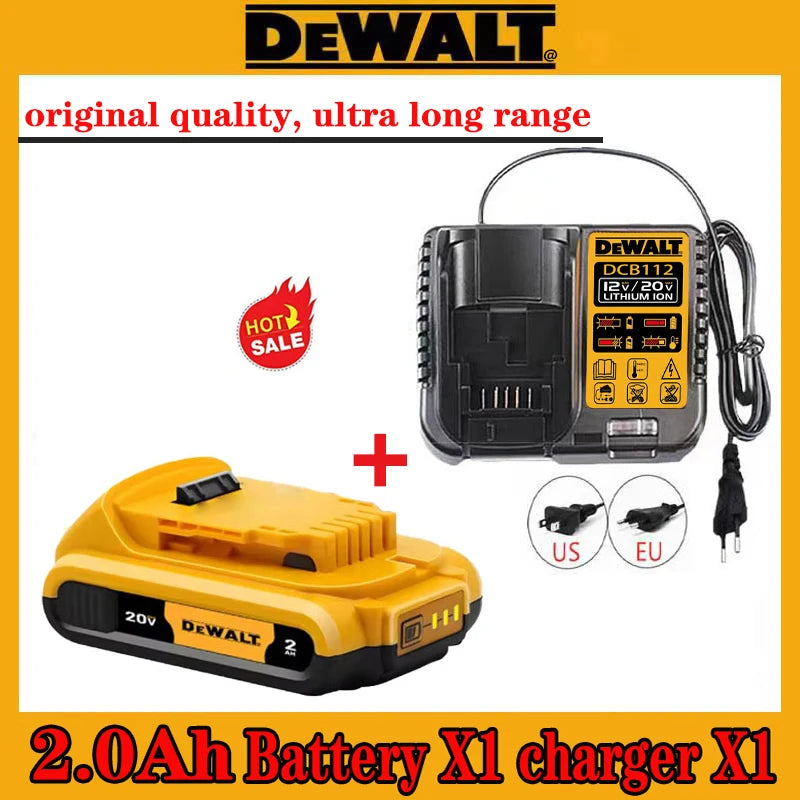 High Rate 100% Genuine Dewalt 20V Battery, 2AH 5AH 6AH Rechargeable Lithium Ion Battery, Dewalt DCB200 Power Tool Battery