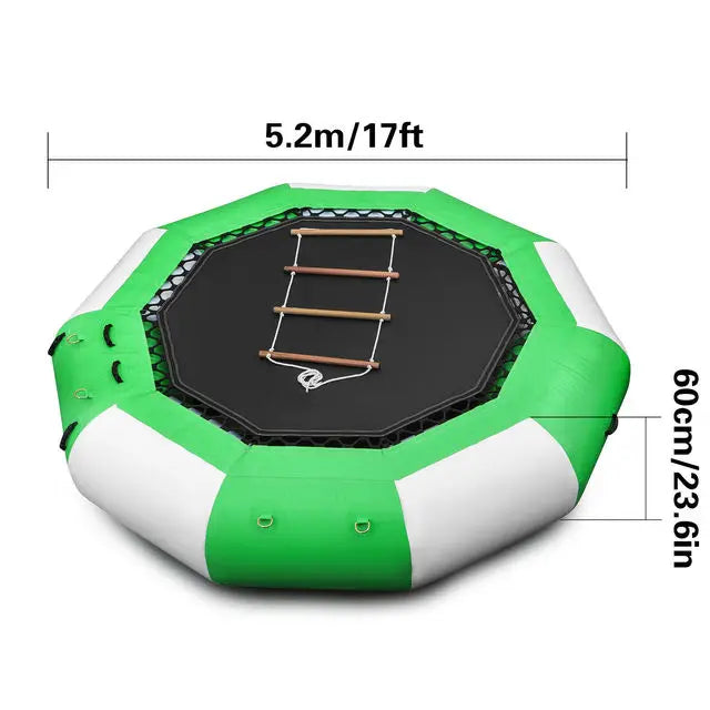 VEVOR Inflatable Water Trampoline PVC Tarpaulin Floated Bounce Platform Smooth and Waterproof Surface W/ Ladder For Pool Ocean
